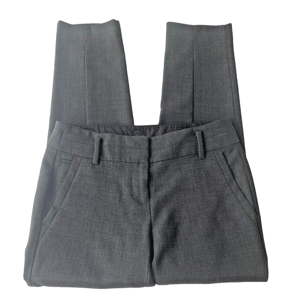 Ann Taylor Loft Marisa Gray Dress Pants Straight Leg Wool Blend Pocket Woman's 0